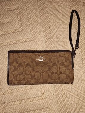 Coach Brown Signature Canvas Wristlet